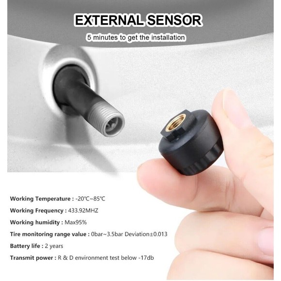 TPMS Tire Monitoring System Digital LCD Display Pressure External Sensor Car - Picture 7 of 13